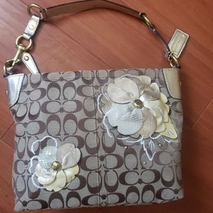 Coach signature handbag with flowers detailing